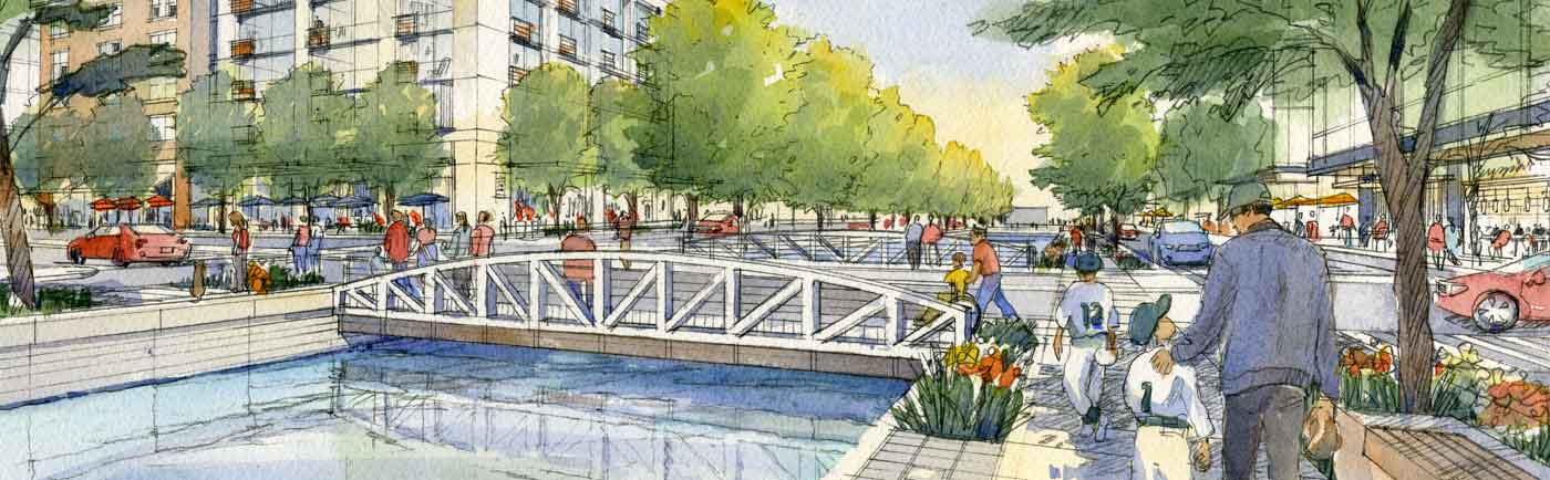 Rendering of the grand park district in Westfield, IN