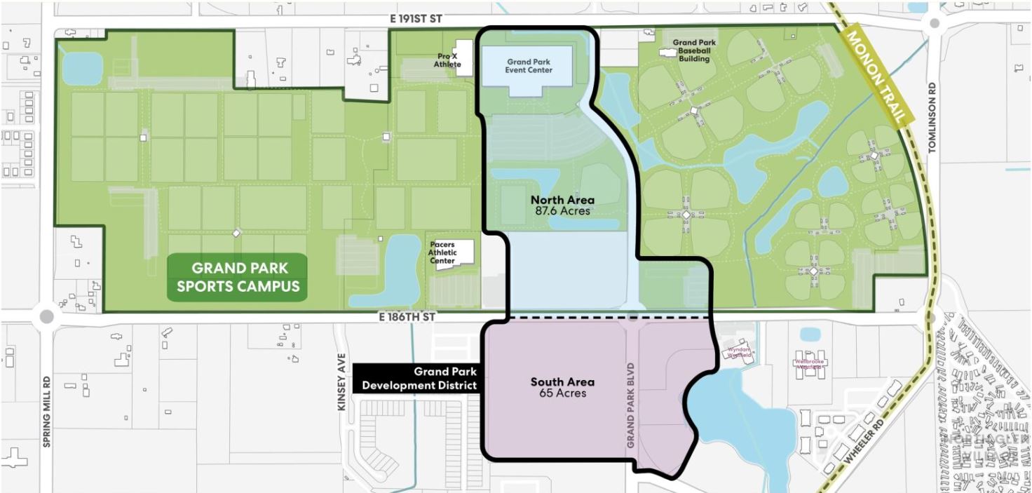 Map of The Grand Park District in Westfield, IN.