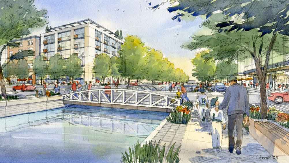 artist rendition of water feature at Grand Park District in Westfield, IN