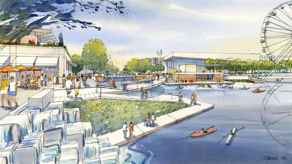 outdoor recreation, artist rendition, of Grand Park District in Westfield, IN